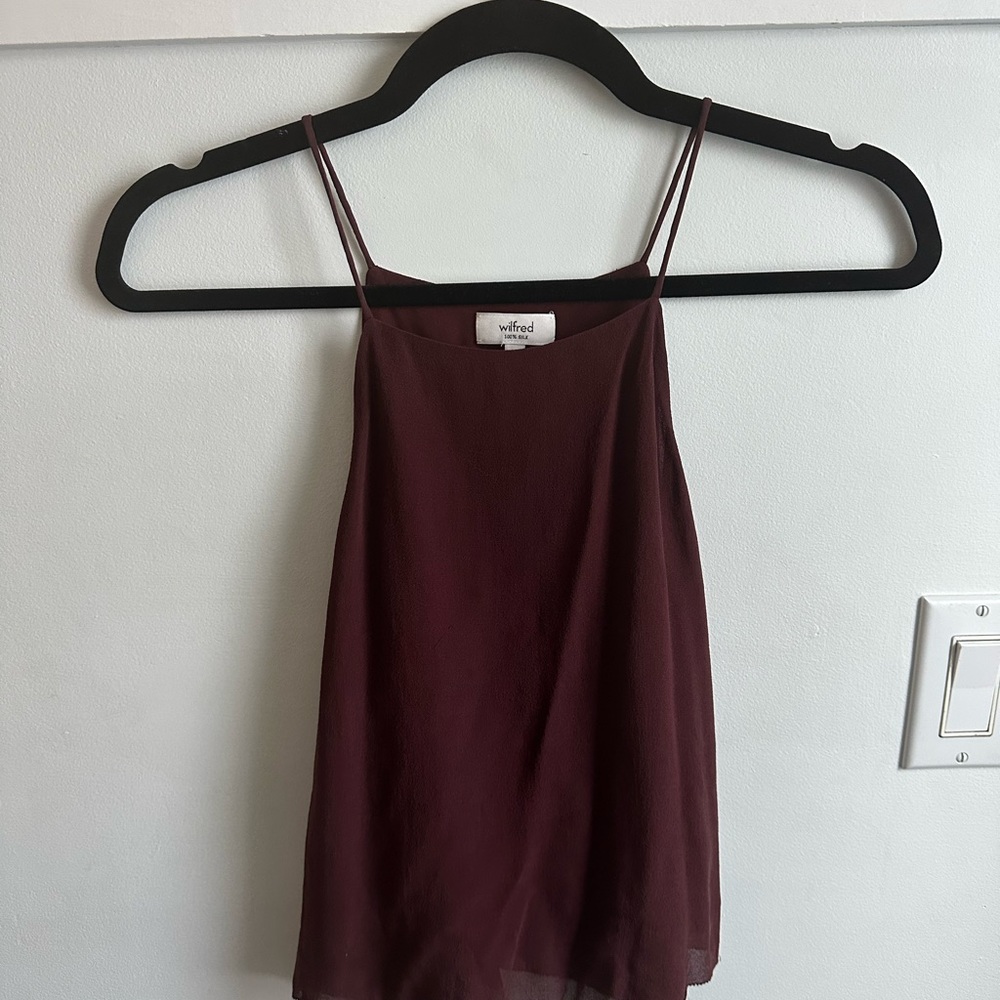 Aritzia Wilfred Silk Blouse tank top high neck size M - Picture 5 of 8